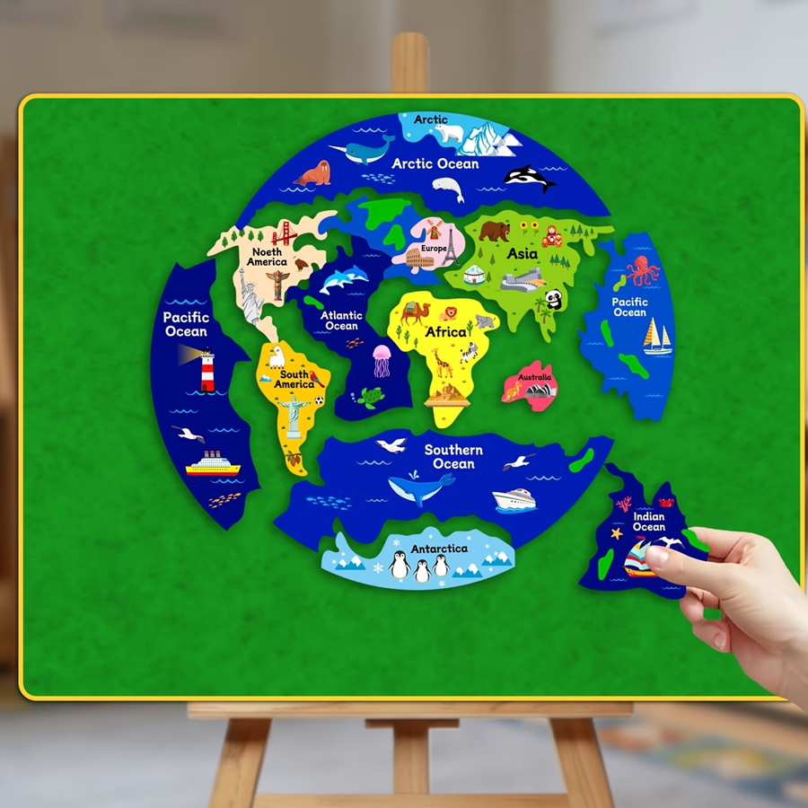 Puzzle Map World - لغز خريطة العالم للأطفال من القماش،
