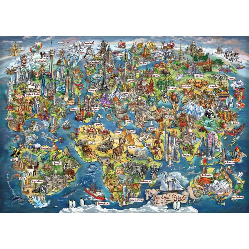 ألغاز الصور المقطوعة (500/1000 - مراجعة Puzzle Map World وسعره